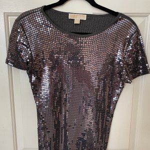 Michael Michael Kors Dark Grey Sequin "Tee" SZ M